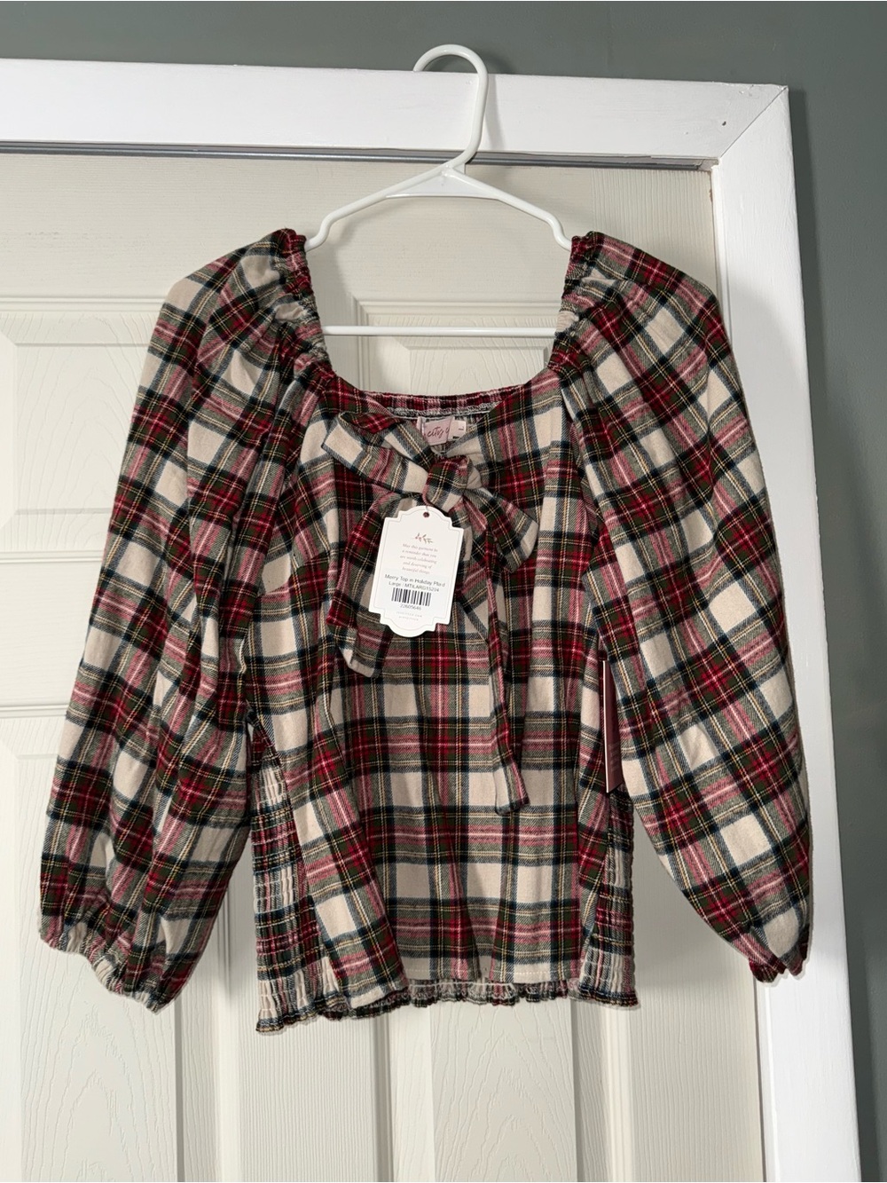 NWT Ivy City Co Merry Top in Holiday Plaid (L)